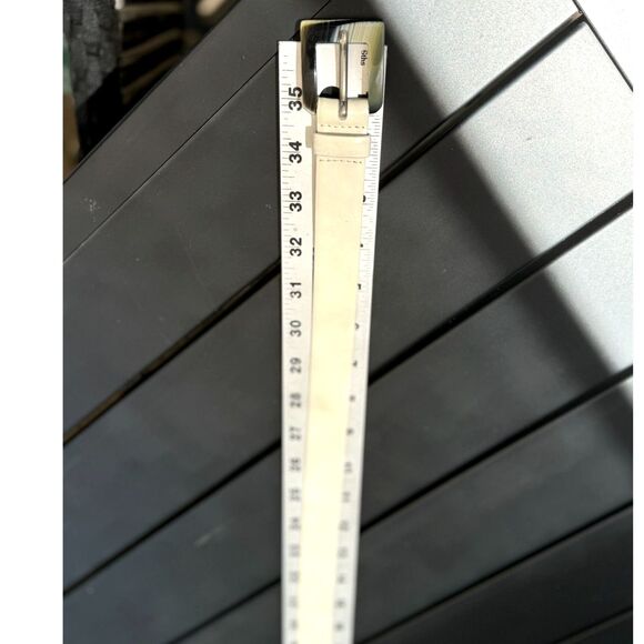 Banana Republic 100% Cream Leather Belt SZ 30 Made in Italy Olive & Cream Buckle main image 6